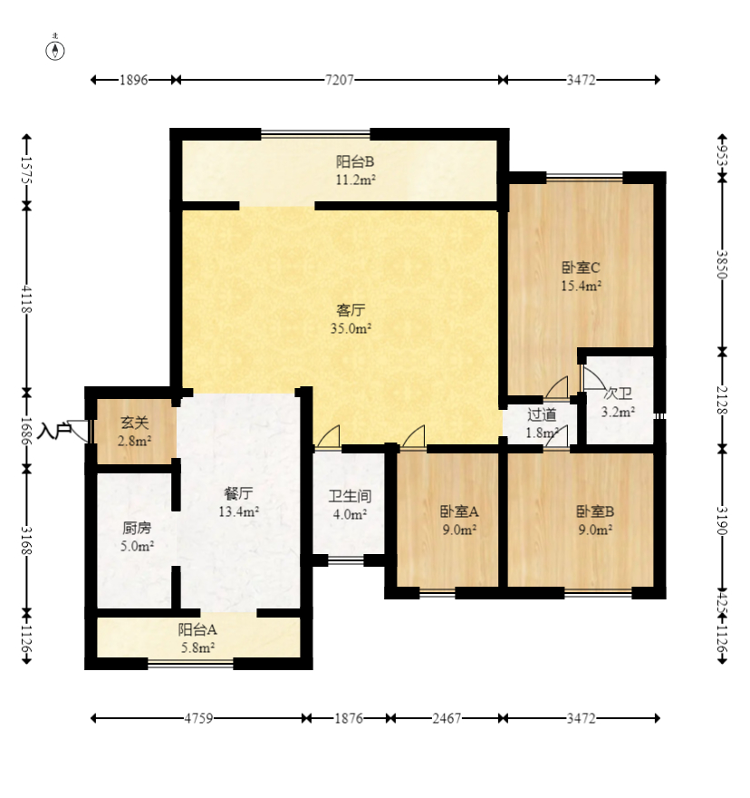明昇壹城（明昇时代广场）二期  4室2厅2卫   233.00万室内图1
