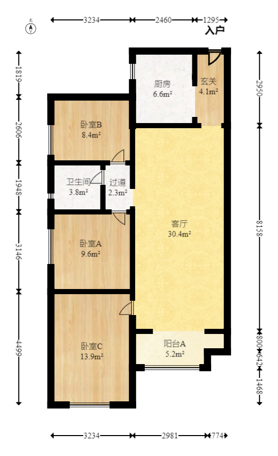 万科金域华府二期  3室2厅1卫   110.80万室内图1