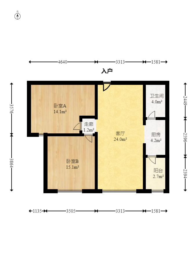 中信文化广场(中信新城二期) 2室1厅1卫 45.0万 中信文化广场(中信新城二期) 2室1厅1卫 45.0万户型图