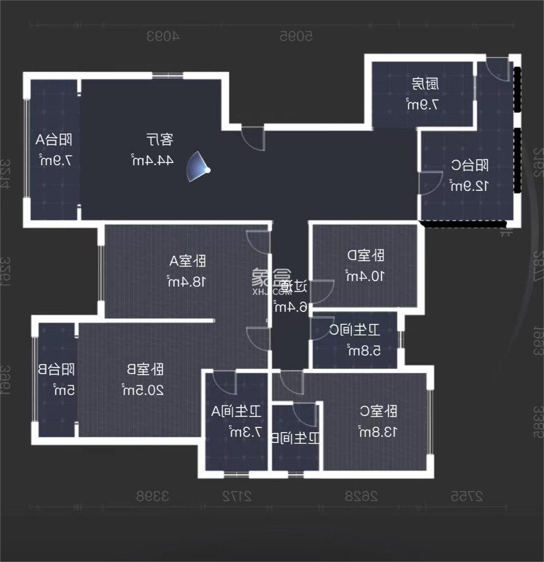 中泰财富湘江 4室2厅3卫 170.0万 中泰财富湘江 4室2厅3卫 170.0万室内图