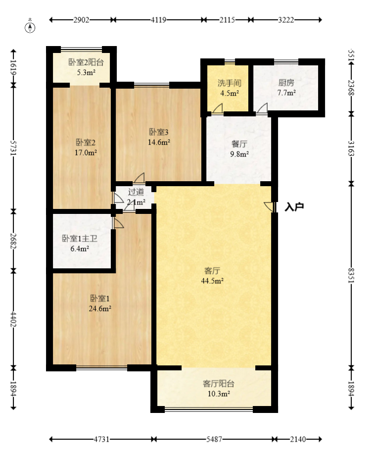 鸿景雅苑  3室2厅1卫   166.00万室内图1