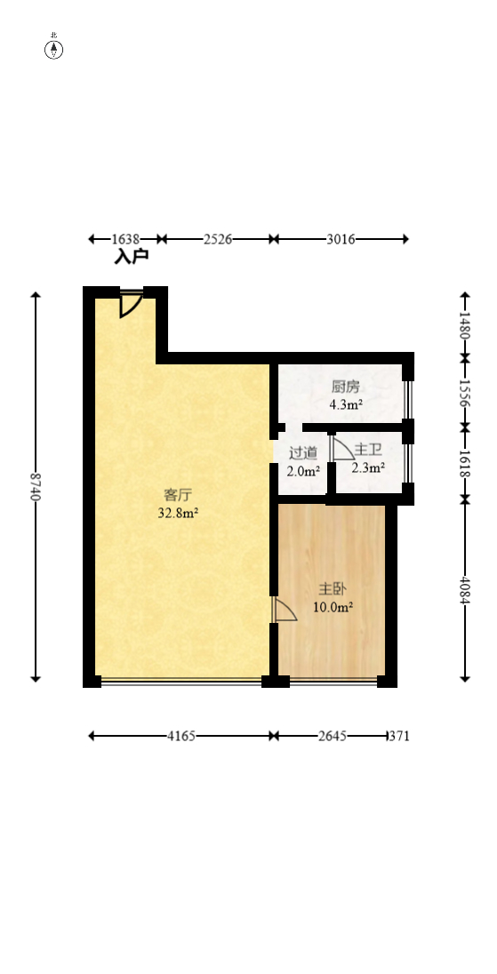 嘉顿新天地  1室1厅1卫    60.0万室内图1