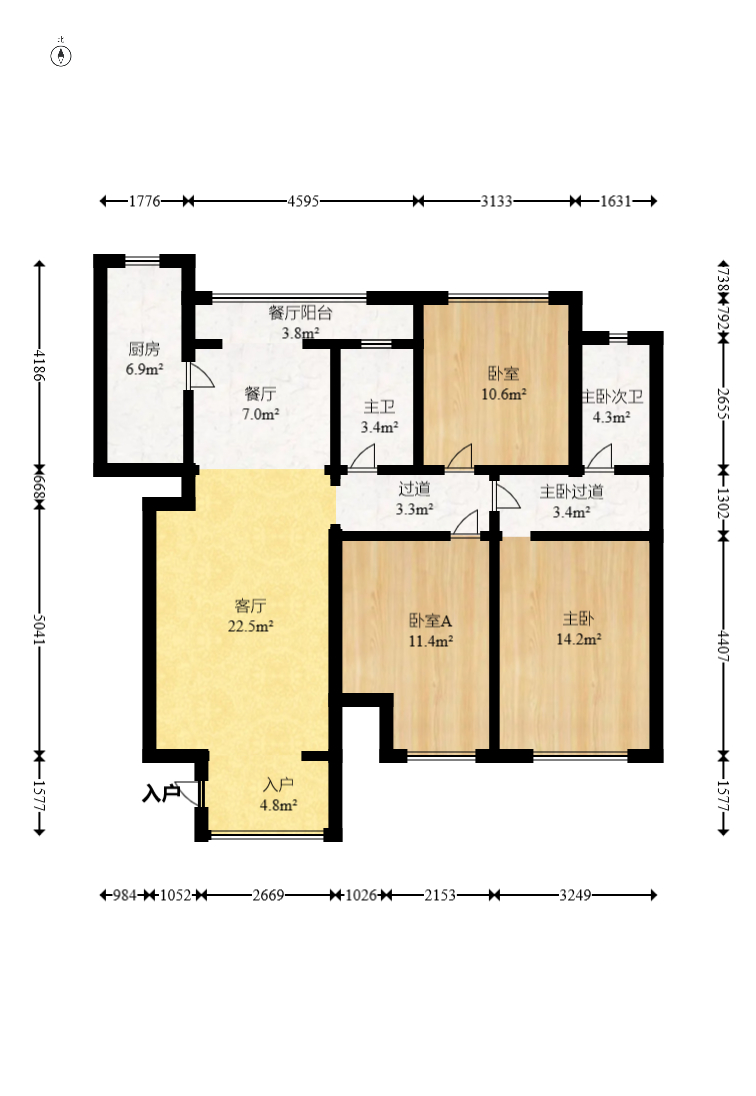 未来现代城 3室2厅2卫 82.0万 未来现代城 3室2厅2卫 82.0万户型图