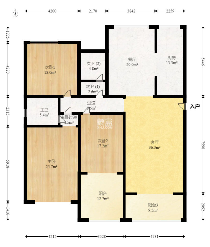 通用時代國際社區 3室2廳2衛 235.00萬