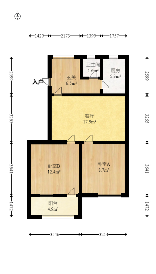 油铺街社区-人造板厂宿舍  2室2厅1卫   58.00万室内图1