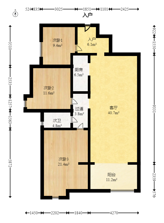 兴威帕克水岸  3室2厅1卫   97.00万室内图1