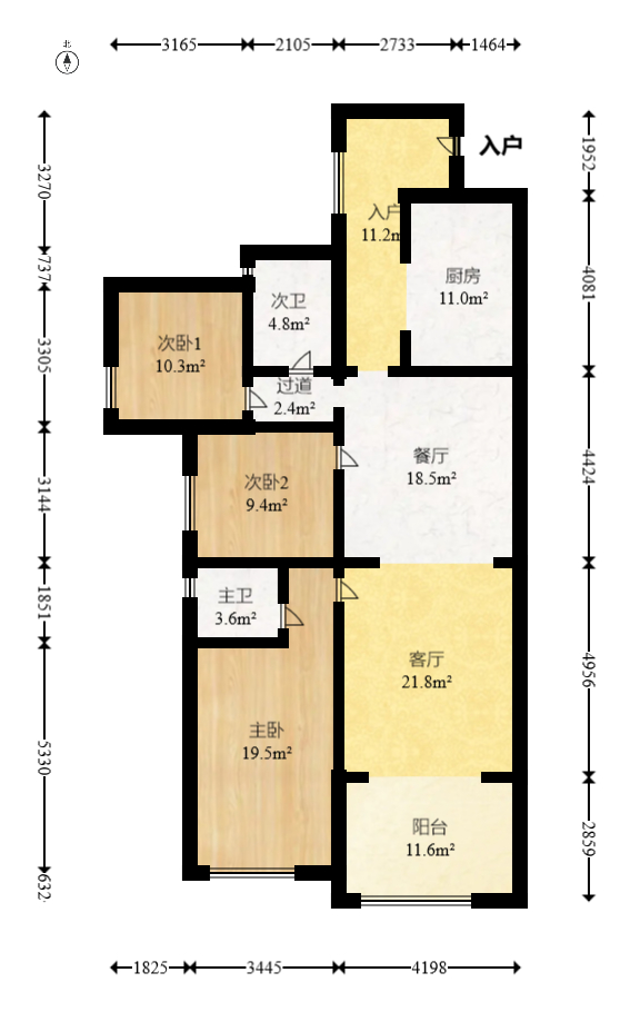 建发汇金国际  3室2厅1卫   183.80万室内图1