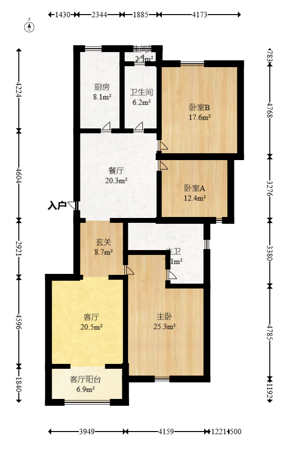 芙蓉别墅山庄（嘉湘华庭）  3室2厅2卫    259.88万室内图1
