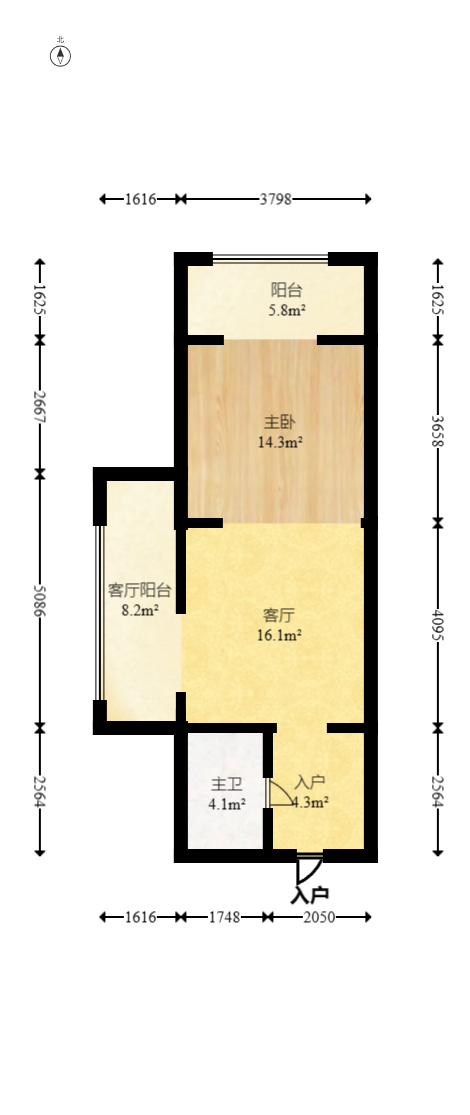 天心华庭  1室1厅1卫   63.00万室内图1