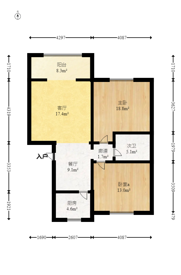 雷锋机电市场一期  2室1厅1卫    55.6万室内图1