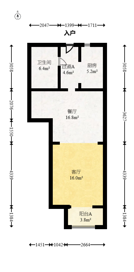 保利城（中航城国际社区、郡原美村）  3室2厅2卫   88.00万室内图1