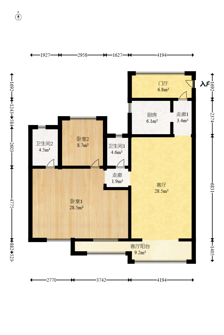 轻盐阳光CEO(轻盐雅苑)(轻奢时代)  3室2厅1卫   95.00万室内图1