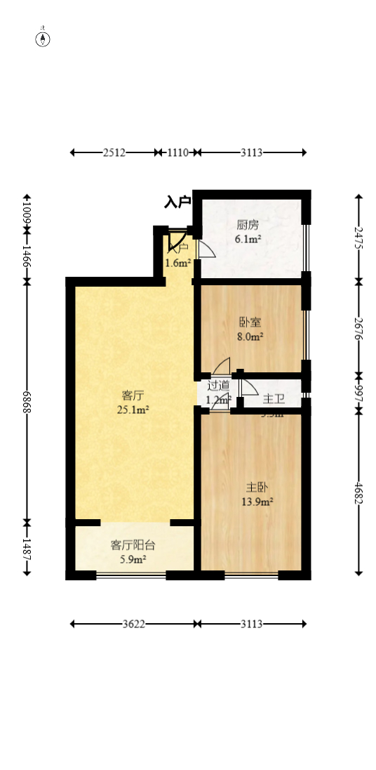 印山蓝色海岸  2室2厅1卫   56.80万室内图1
