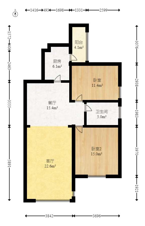 诚兴园  2室2厅1卫   77.90万室内图1