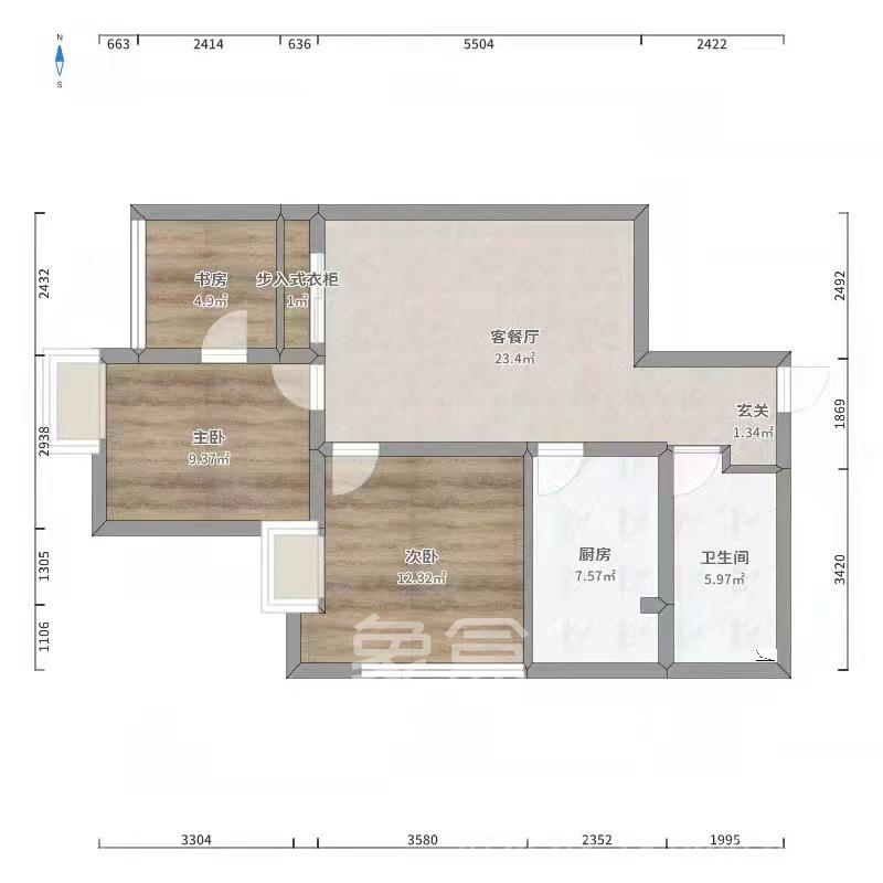 奥园冠军城  3室2厅2卫   1800.00元/月室内图1