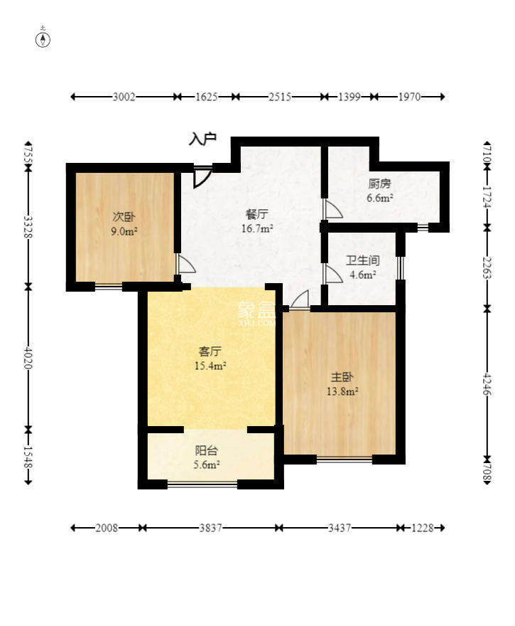 新城国际花都 2室1厅1卫 63.0万 新城国际花都 2室1厅1卫 63.0万户型图