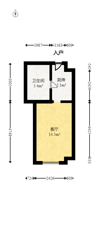 卓越浅水湾  1室1厅1卫   49.00万室内图1