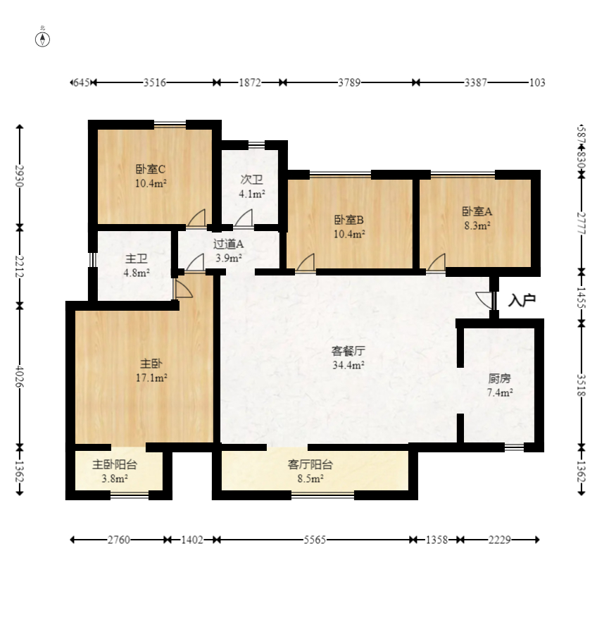 保利天禧D区  4室2厅2卫   210.00万室内图1