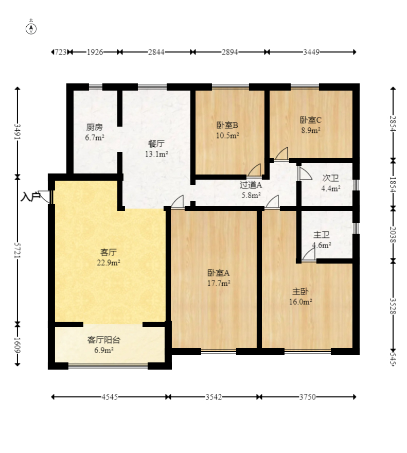 兰亭都荟（璟峰苑）  4室2厅2卫   210.00万室内图1