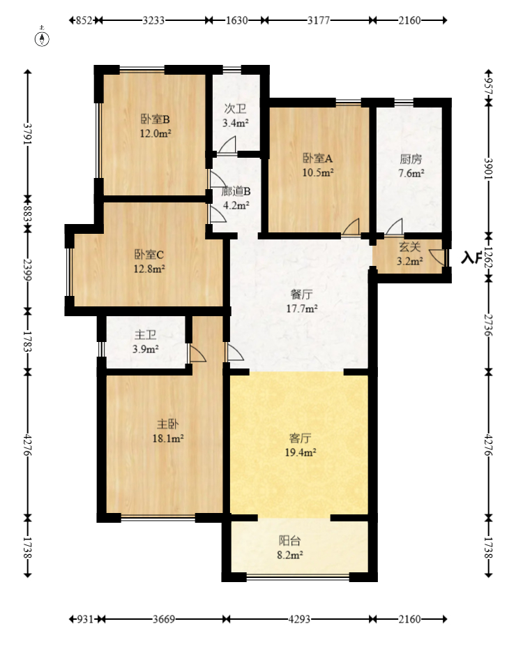 建投象山国际  4室2厅2卫   173.80万室内图1
