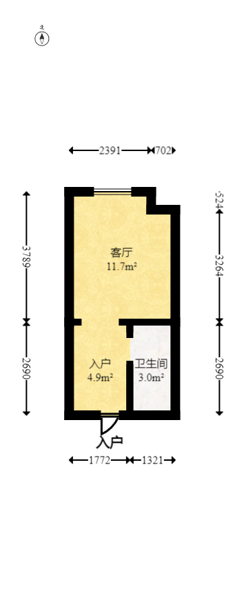 新城悦隽公园  1室1厅1卫    23.0万室内图1