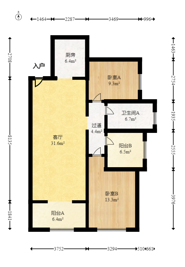 保利城（中航城国际社区、郡原美村）  5室2厅3卫   253.00万室内图1