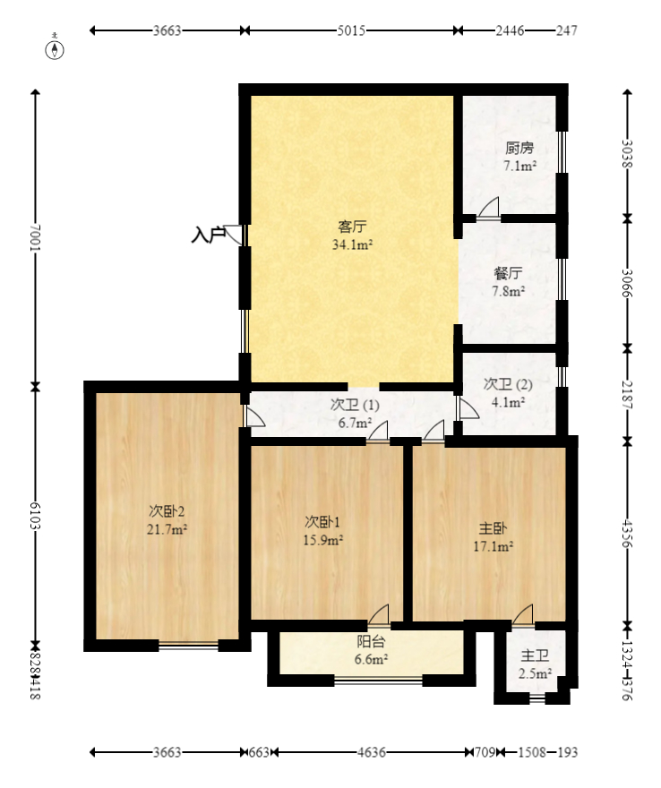 天龙花园  3室2厅2卫   97.00万室内图1