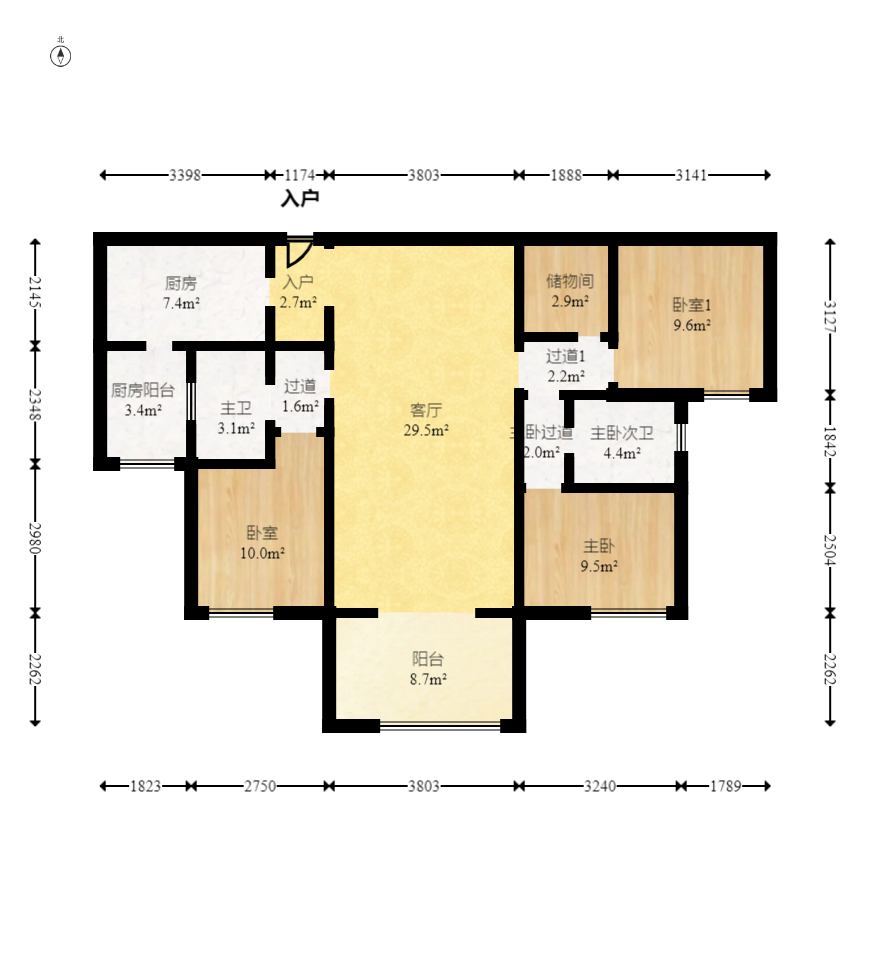 三一街区 3室2厅2卫 58.0万 三一街区 3室2厅2卫 58.0万户型图