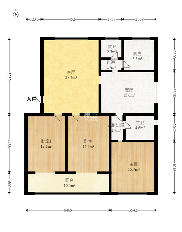 银园公寓（芙蓉区）  3室2厅2卫   134.60万