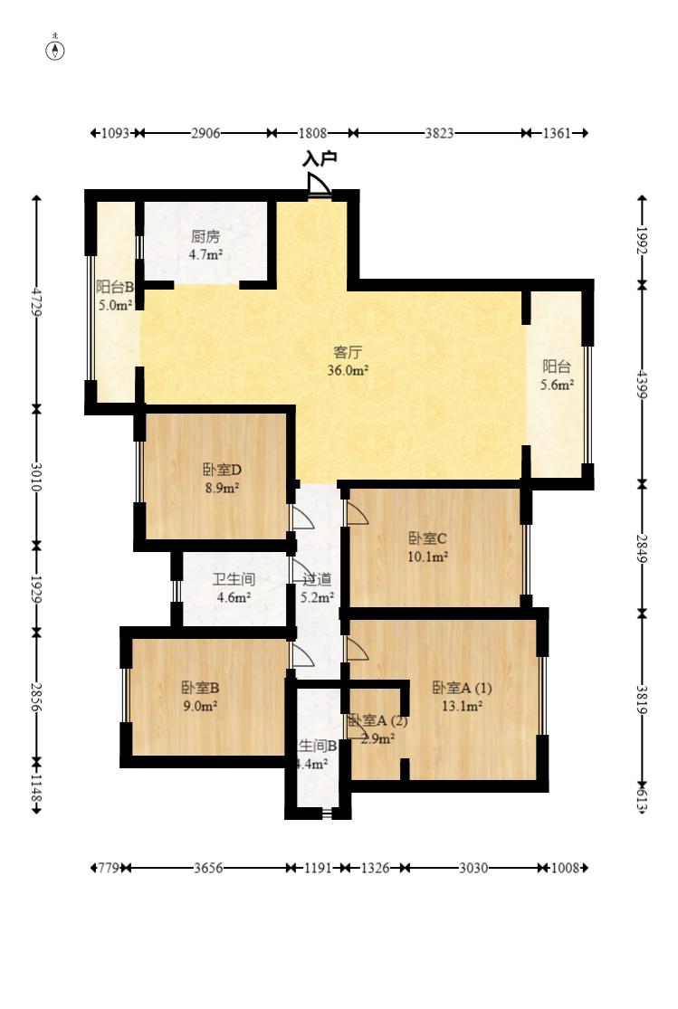 卓越浅水湾 4室2厅2卫 128.0万 卓越浅水湾 4室2厅2卫 128.0万户型图