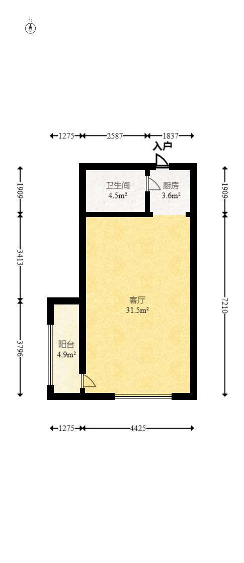 中一九骏（枫桥苑）  1室1厅1卫   36.80万室内图1