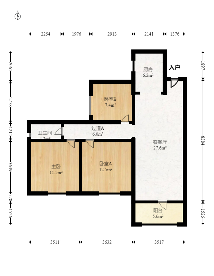 钰龙天下二期（钰龙佳园）  3室2厅1卫   229.00万室内图1