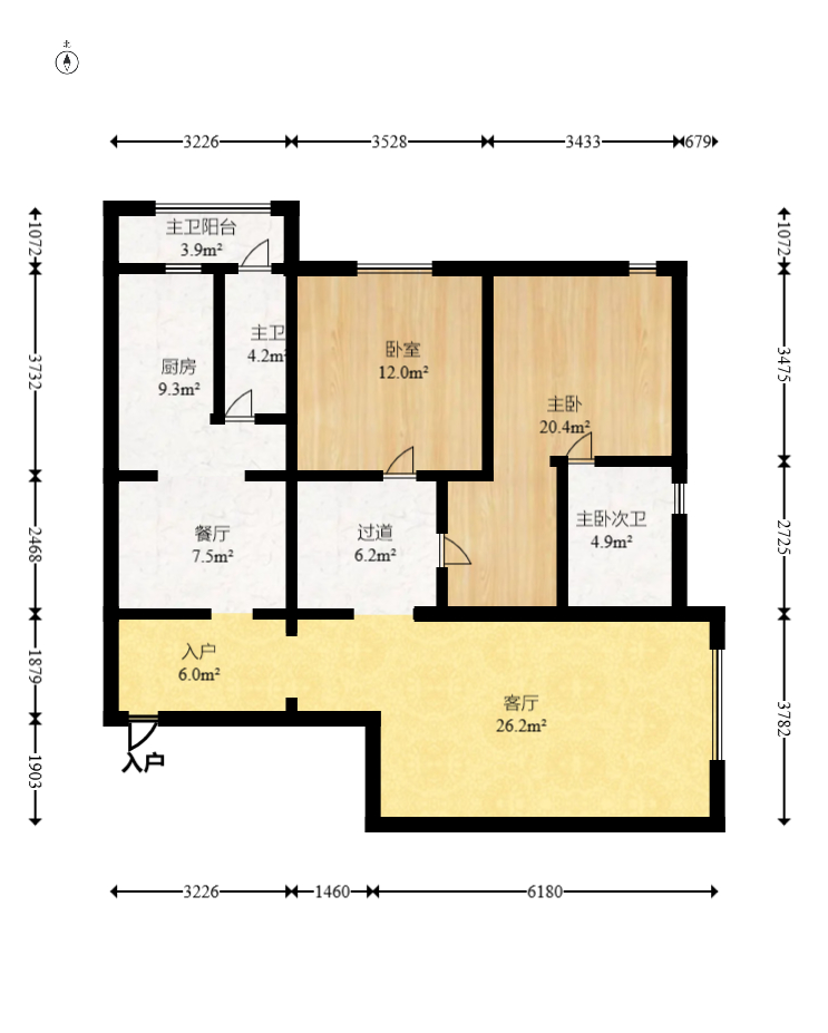 晶华美地  2室2厅2卫   67.00万室内图1