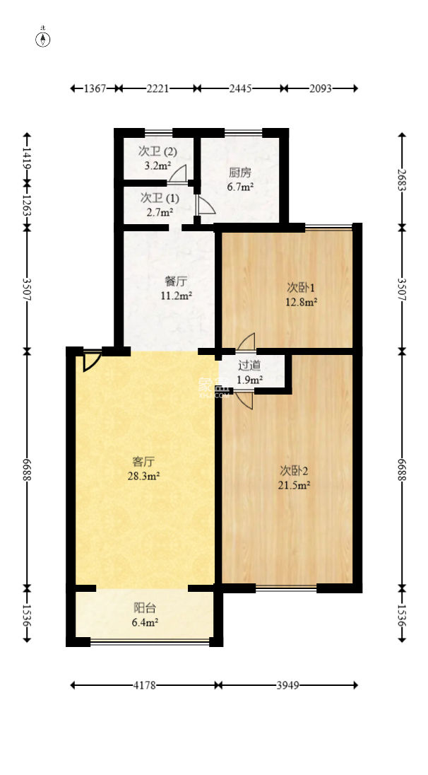森宇佳園  2室2廳1衛(wèi)   55.00萬