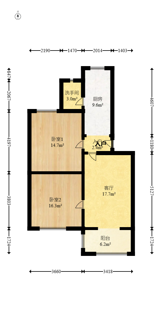 长重机械厂宿舍  2室1厅1卫   36.60万室内图1