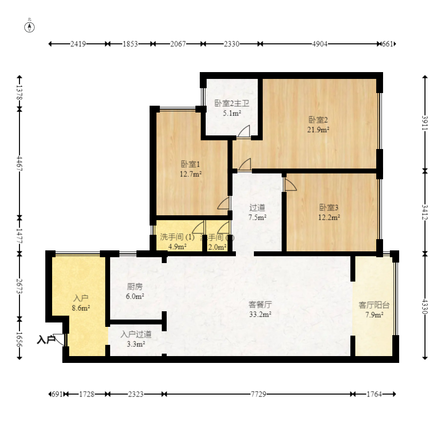 芒果天地(芒果雅苑) 3室2厅2卫 108.0万 芒果天地(芒果雅苑) 3室2厅2卫 108.0万户型图