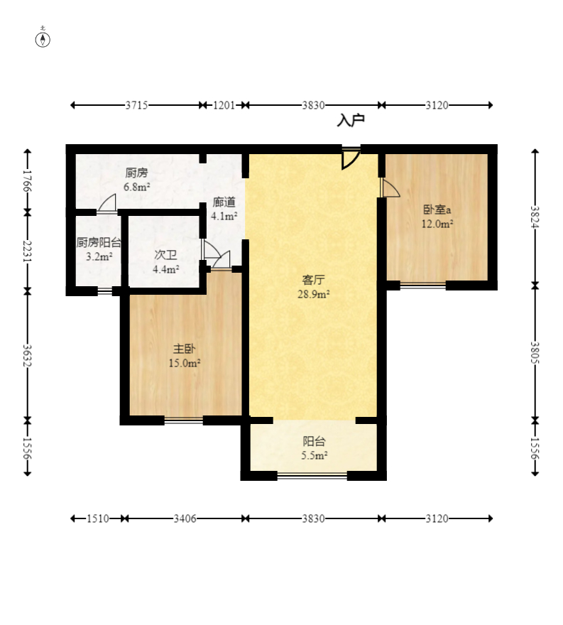 保利麓谷林语A区  2室2厅1卫   85.00万室内图1
