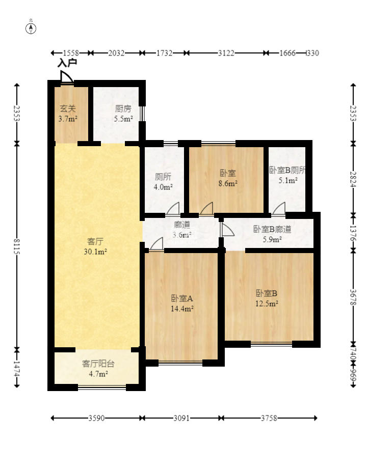 中海阅麓山一期  3室2厅2卫    145.0万 中海阅麓山一期  3室2厅2卫    145.0万户型图