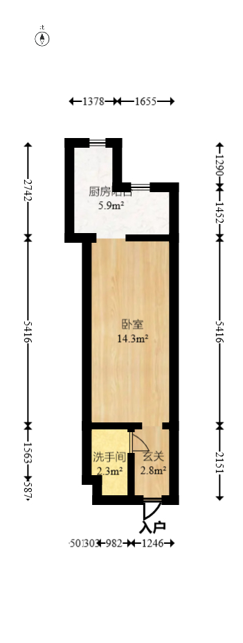 保利麓谷林语I区  1室1厅1卫   24.00万室内图1