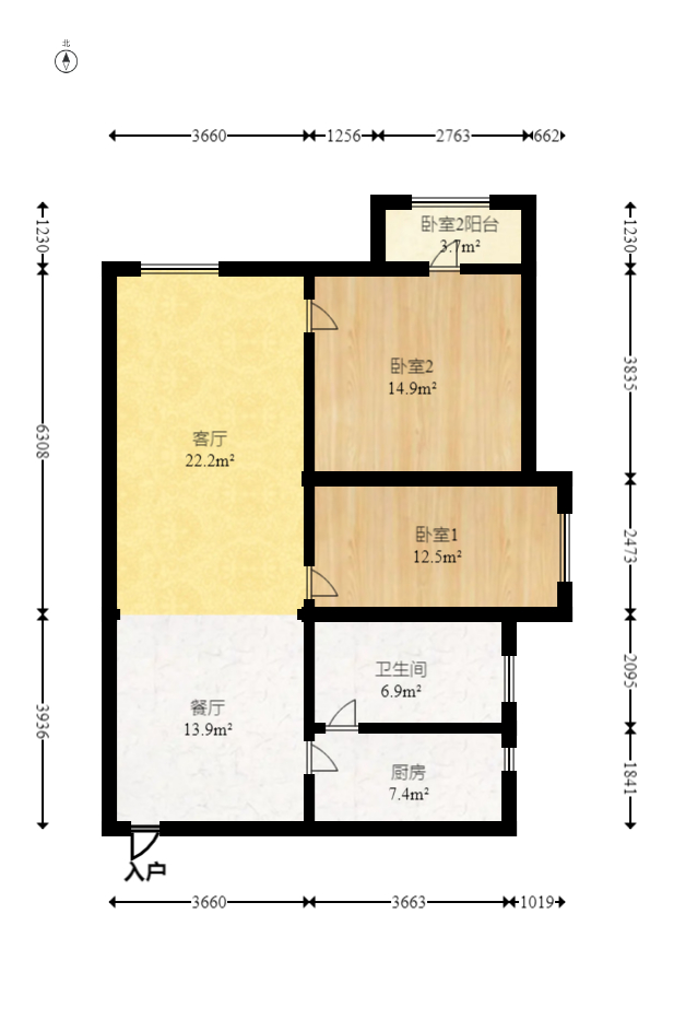 山水华景  2室2厅1卫   79.80万室内图1