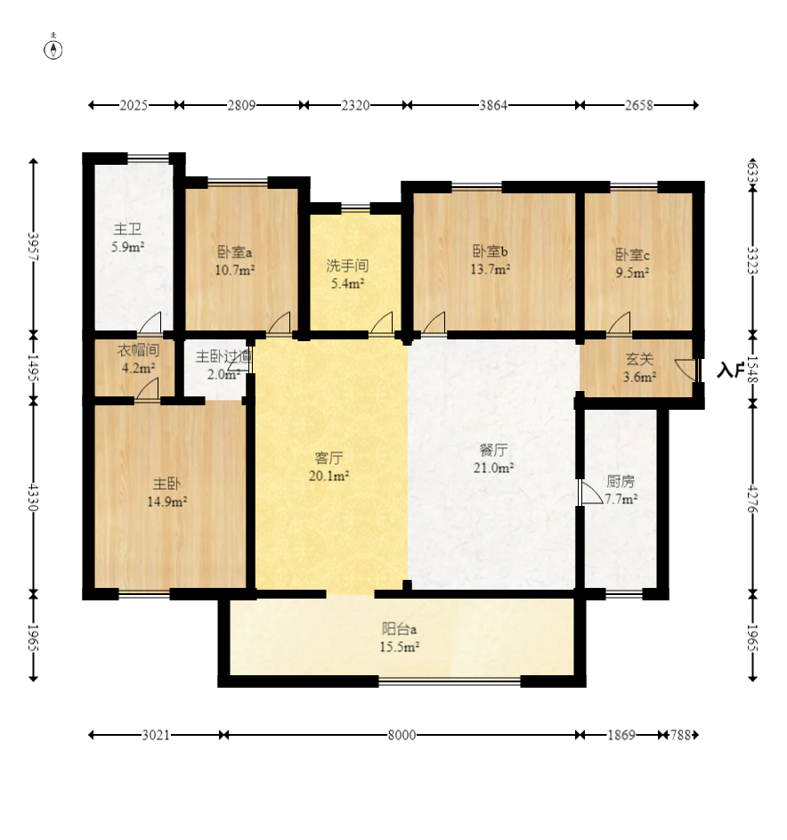润和美郡（润和紫郡五期）  4室2厅2卫    121.0万室内图1