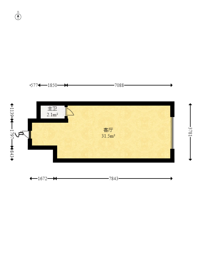 华润置地广场二期  1室1厅1卫    26.8万 华润置地广场二期  1室1厅1卫    26.8万户型图