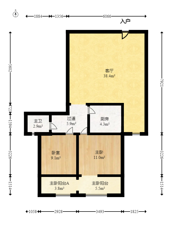 锦璨家园  2室1厅1卫   39.80万室内图1