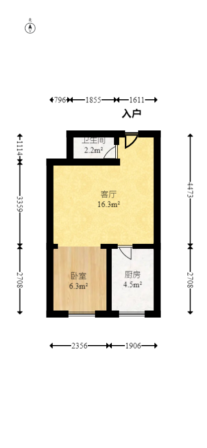谋房博客(博客天街)  1室1厅1卫   35.50万室内图1