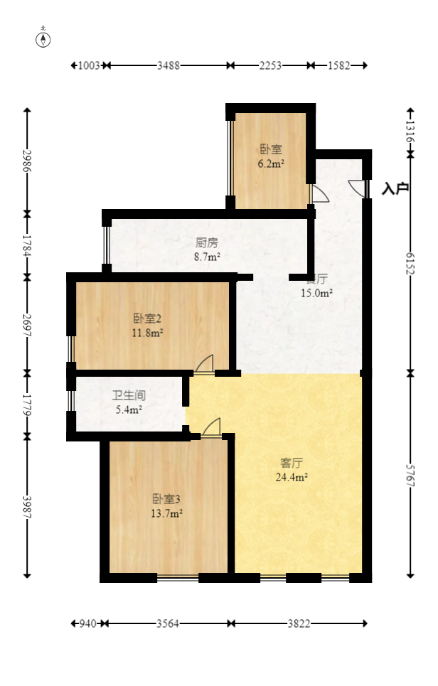旭辉华庭 3室2厅1卫 42.0万 旭辉华庭 3室2厅1卫 42.0万户型图