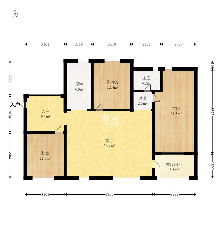 华润凤凰城二期 3室2厅2卫 90.00万 华润凤凰城二期 3室2厅2卫 90.00万户型图