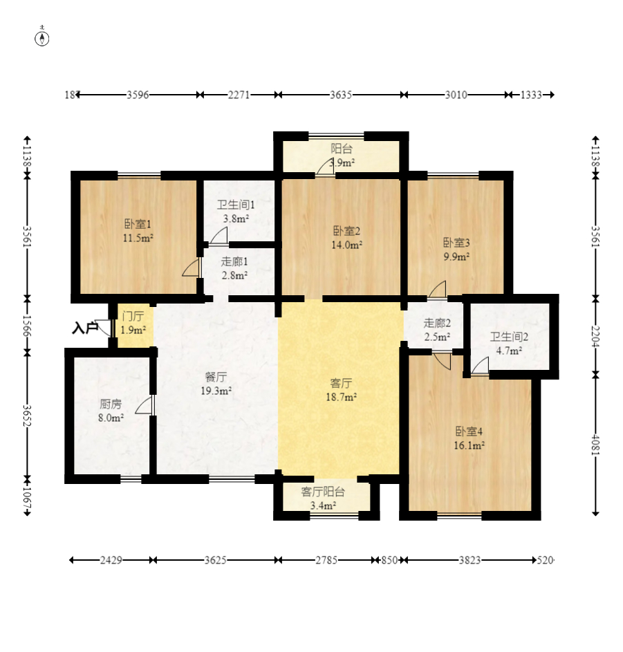 童話里  4室2廳2衛(wèi)    125.0萬(wàn)室內(nèi)圖1