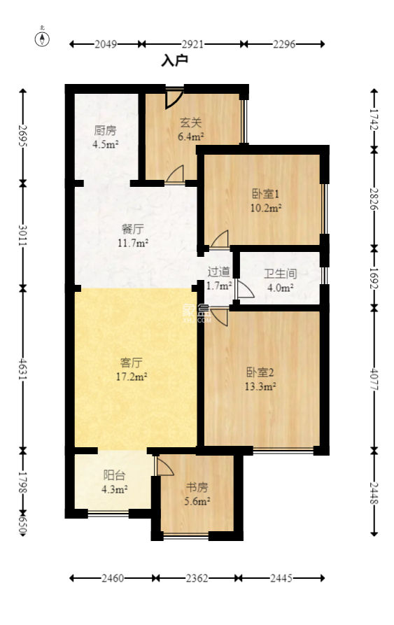 时代倾城一期  2室2厅1卫   61.80万