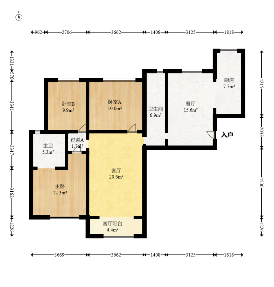 钰龙天下二期（钰龙佳园）  3室2厅1卫   267.00万室内图1