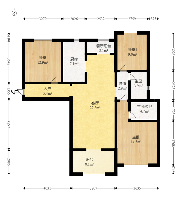 保利香槟国际  3室2厅2卫    90.8万 保利香槟国际  3室2厅2卫    90.8万户型图